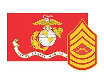 Orange Colored USMC Logo - Amazon.com: Marine Corps Flag USMC w/MSgt Rank Master Sergeant Vinyl ...