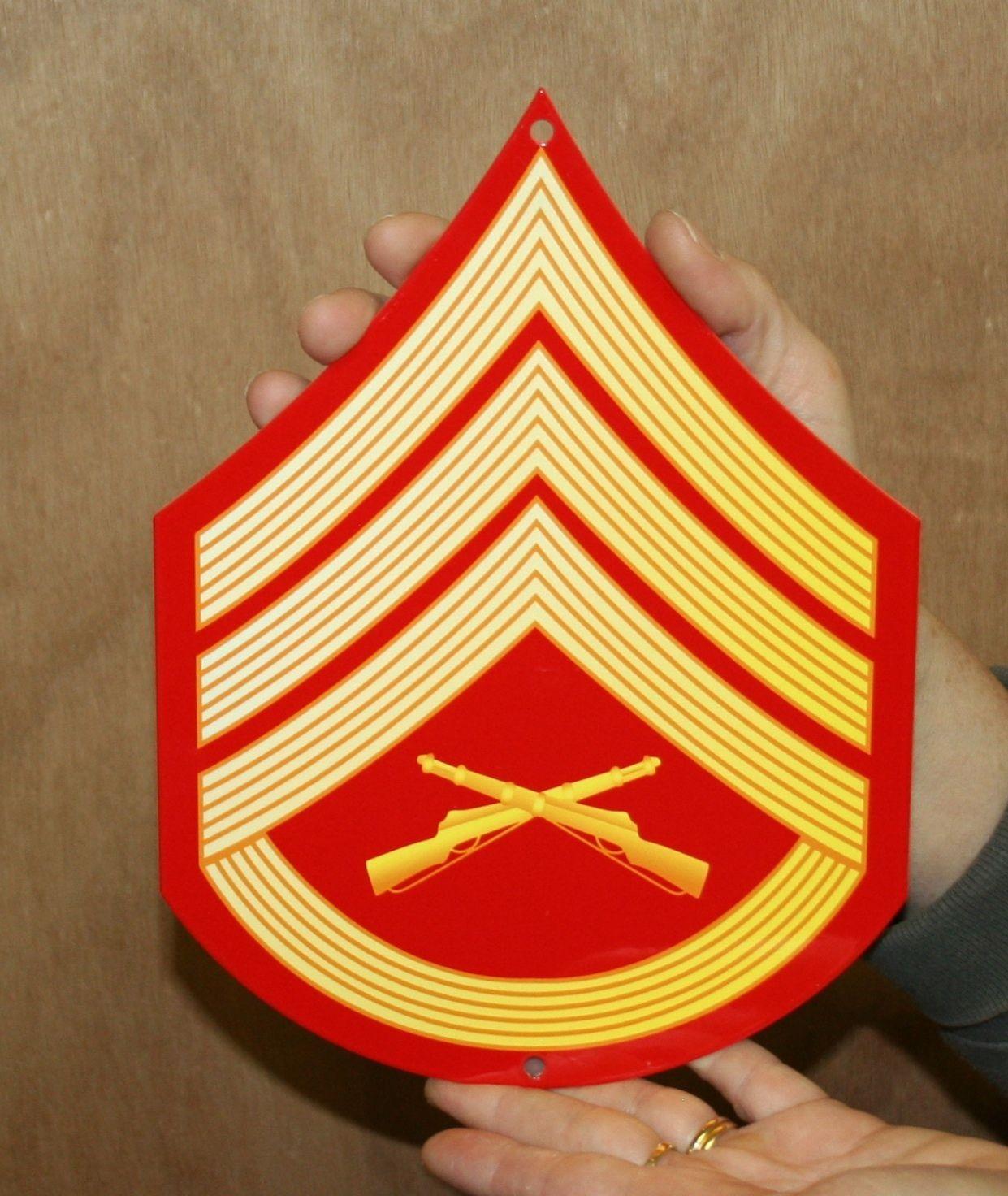 Orange Colored USMC Logo - USMC ENLISTED RANK METAL SIGN E-6 IN COLOR- STAFF SERGEANT | Custom ...