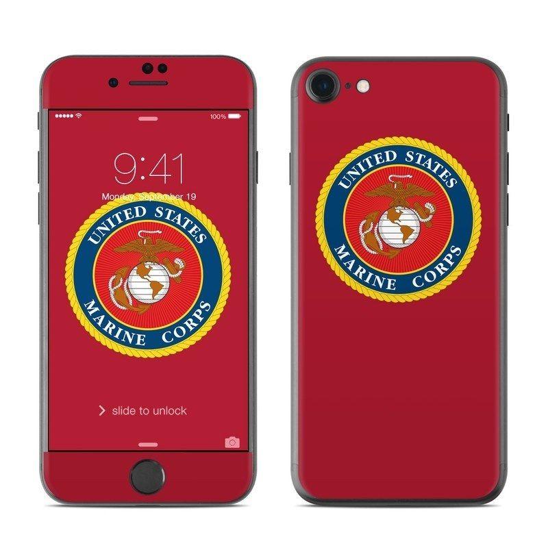 Orange Colored USMC Logo - USMC Red iPhone 8 Skin