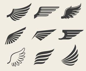 Eagle Wings Logo - Vector wings logo set. Winged logo company and icon wing flying ...
