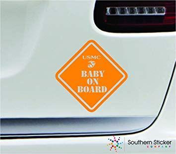 Orange Colored USMC Logo - Amazon.com: Baby on board USMC 5.4x5.4 orange safety infant military ...