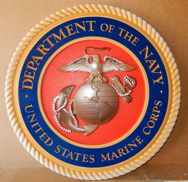 Orange Colored USMC Logo - V31402 – Carved 3D Wall Plaque of the Great Seal of the United ...