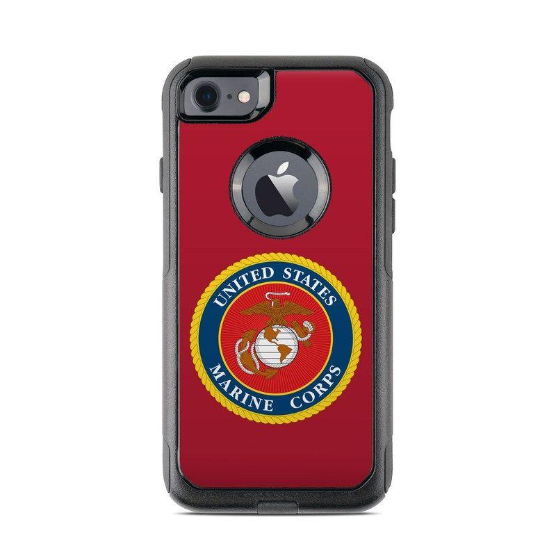 Orange Colored USMC Logo - USMC Red OtterBox Commuter iPhone 8 Case Skin