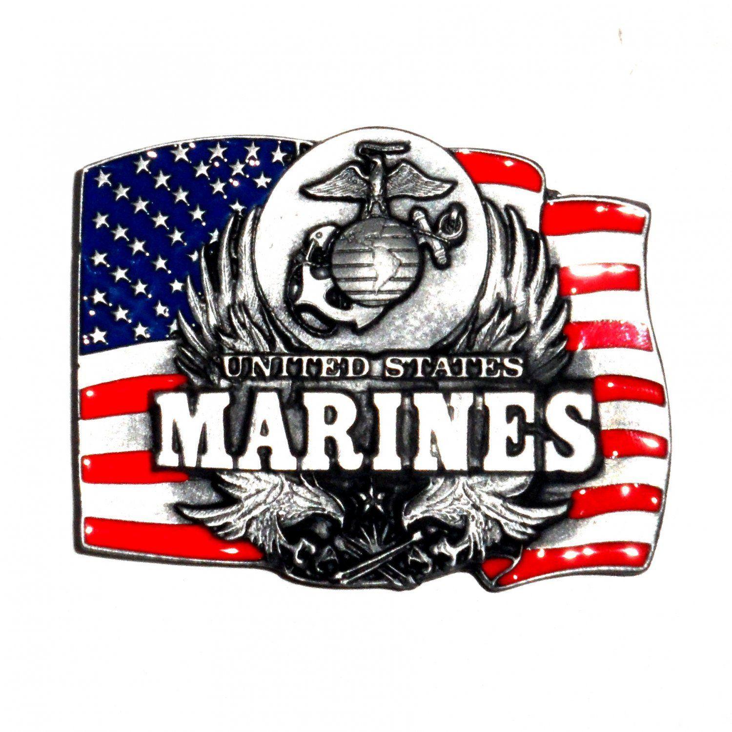Orange Colored USMC Logo - United States Marines USMC Colors Bergamot Pewter US Belt Buckle ...