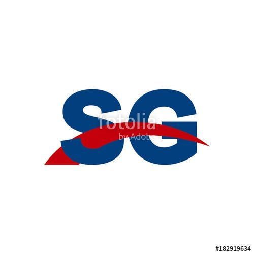 Red and Blue Swoosh Logo - Initial letter SG, overlapping movement swoosh logo, red blue color ...