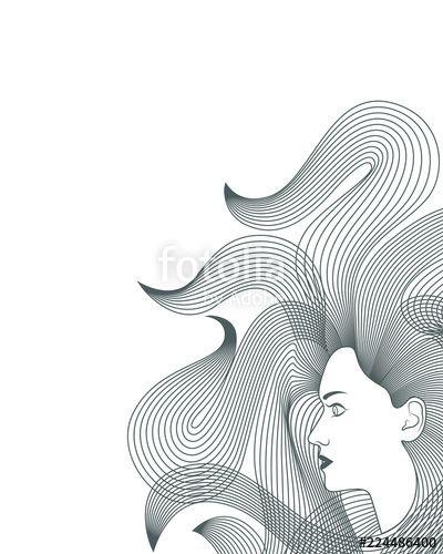Women with Long Flowing Hair Logo - Image women with long hair style icon. Isolated symbol of women with ...