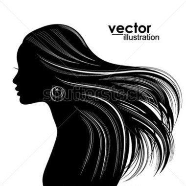 Women with Long Flowing Hair Logo - a drawing of the side of womens face with flowing hair