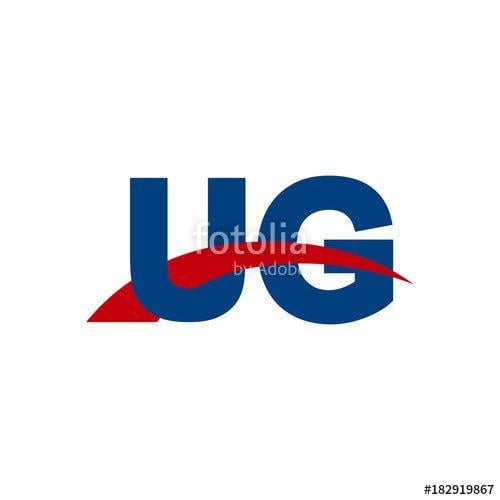 Red and Blue Swoosh Logo - Initial letter UG, overlapping movement swoosh logo, red blue color