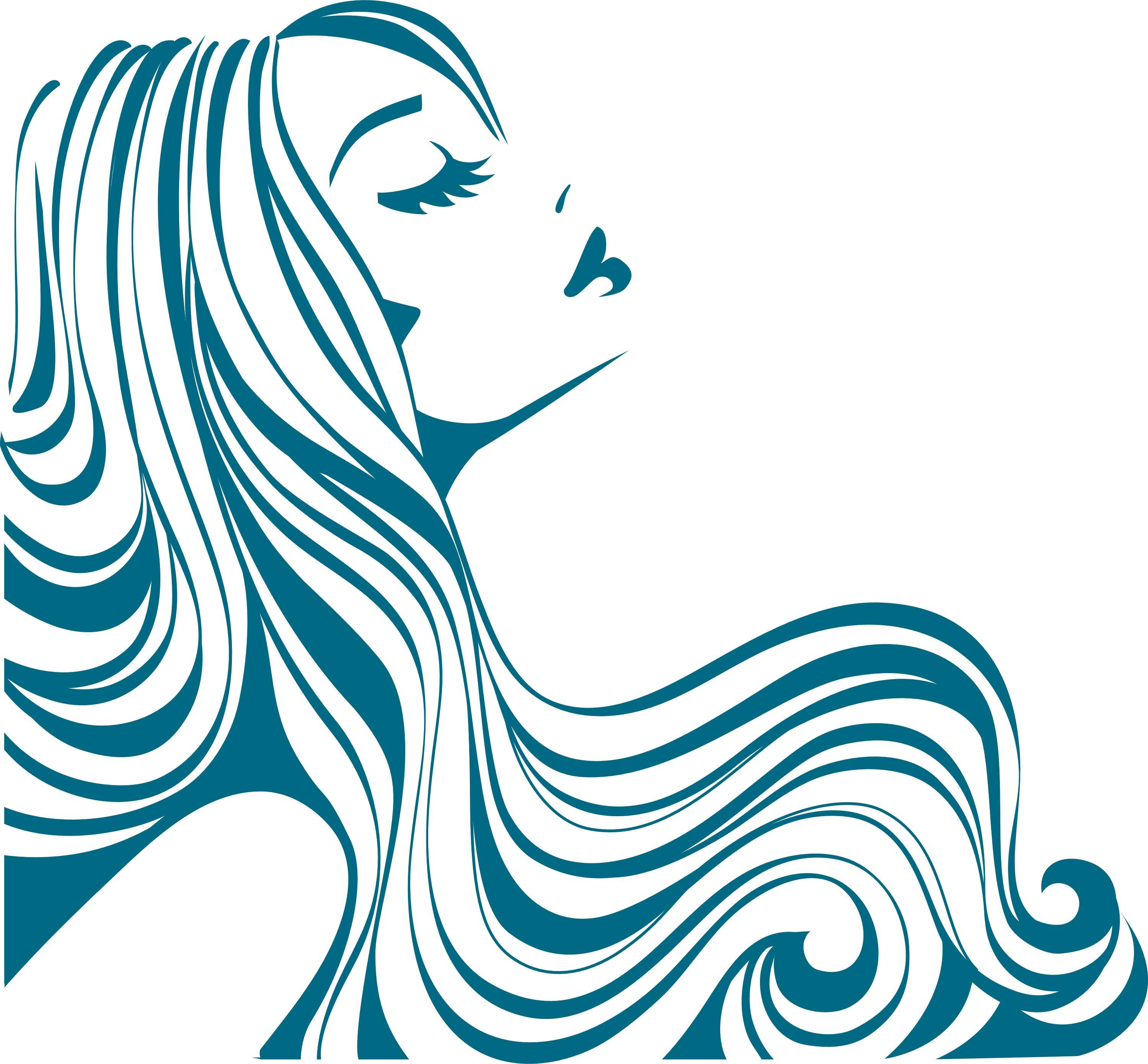 Women with Long Flowing Hair Logo - Blew Crew