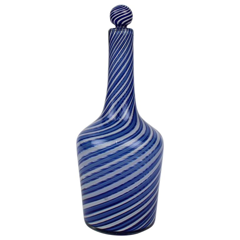Blue and White Swirl Logo - Antique Clichy Miniature Blue and White Swirl Glass Decanter For ...