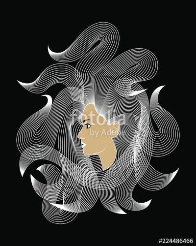 Women with Long Flowing Hair Logo - Image women with long hair style icon. Isolated symbol of women