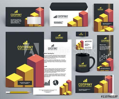 Orange and Red Corporate Logo - Professional branding design kit with graphs for investment ...