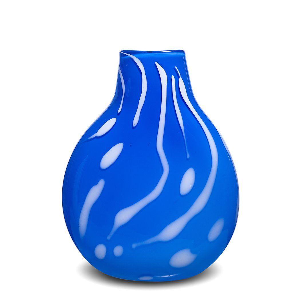 Blue and White Swirl Logo - Sky Blue/White Swirl Flat Vase – Paul Arnhold Glass