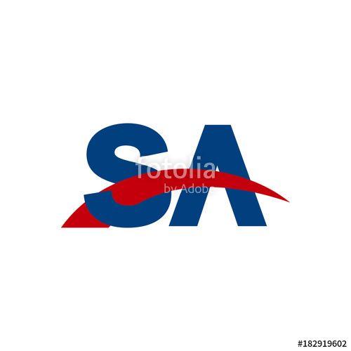 Red and Blue Swoosh Logo - Initial letter SA, overlapping movement swoosh logo, red blue color ...