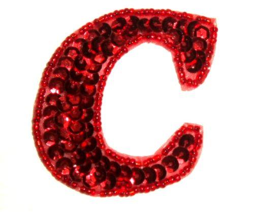 Red Letter C Logo - Letter Red Sequin Beaded Applique