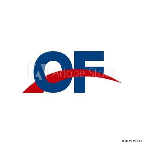 Red and Blue Swoosh Logo - Initial letter OF, overlapping movement swoosh logo, red blue color ...