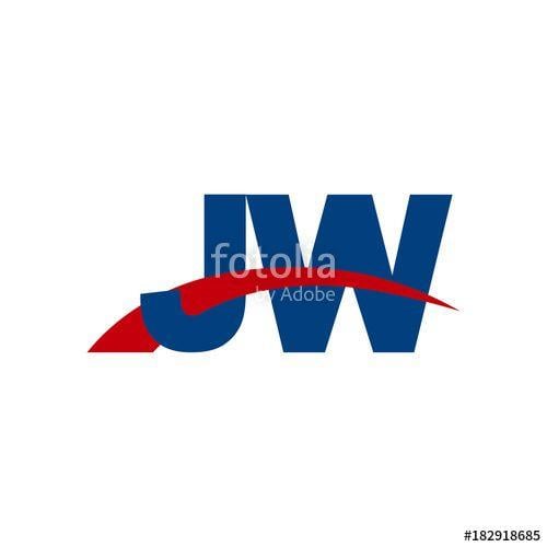 Red and Blue Swoosh Logo - Initial letter JW, overlapping movement swoosh logo, red blue color ...