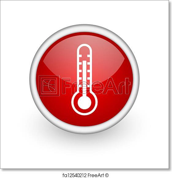 Red Circle with White a Logo - Free art print of Thermometer red circle web icon on white background