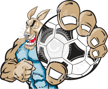 Kangaroo Soccer Logo - Kangaroo holding soccer ball