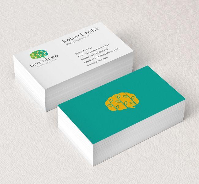 Leaf Business Logo - Brain Leaf Logo & Business Card Template Design Love