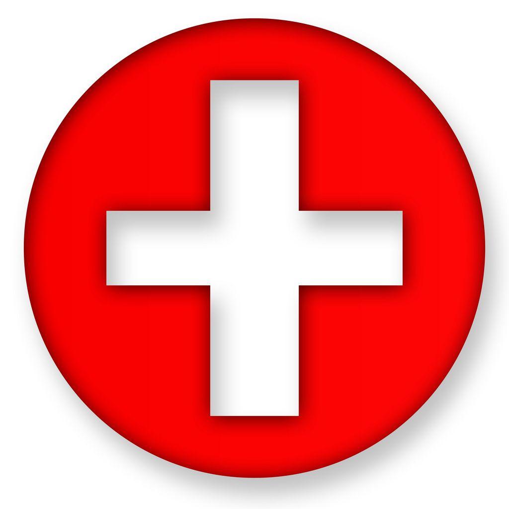 Red Circle and White Circle Logo - first aid sign cross in red circle