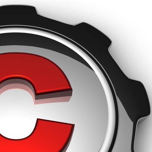 Red Letter C Logo - Construction Solutions 3D Letter C Gear Logo