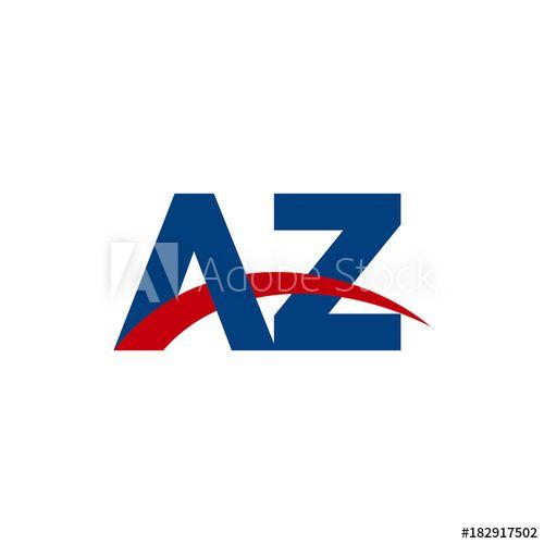 Red and Blue Swoosh Logo - Initial letter AZ, overlapping movement swoosh logo, red blue color