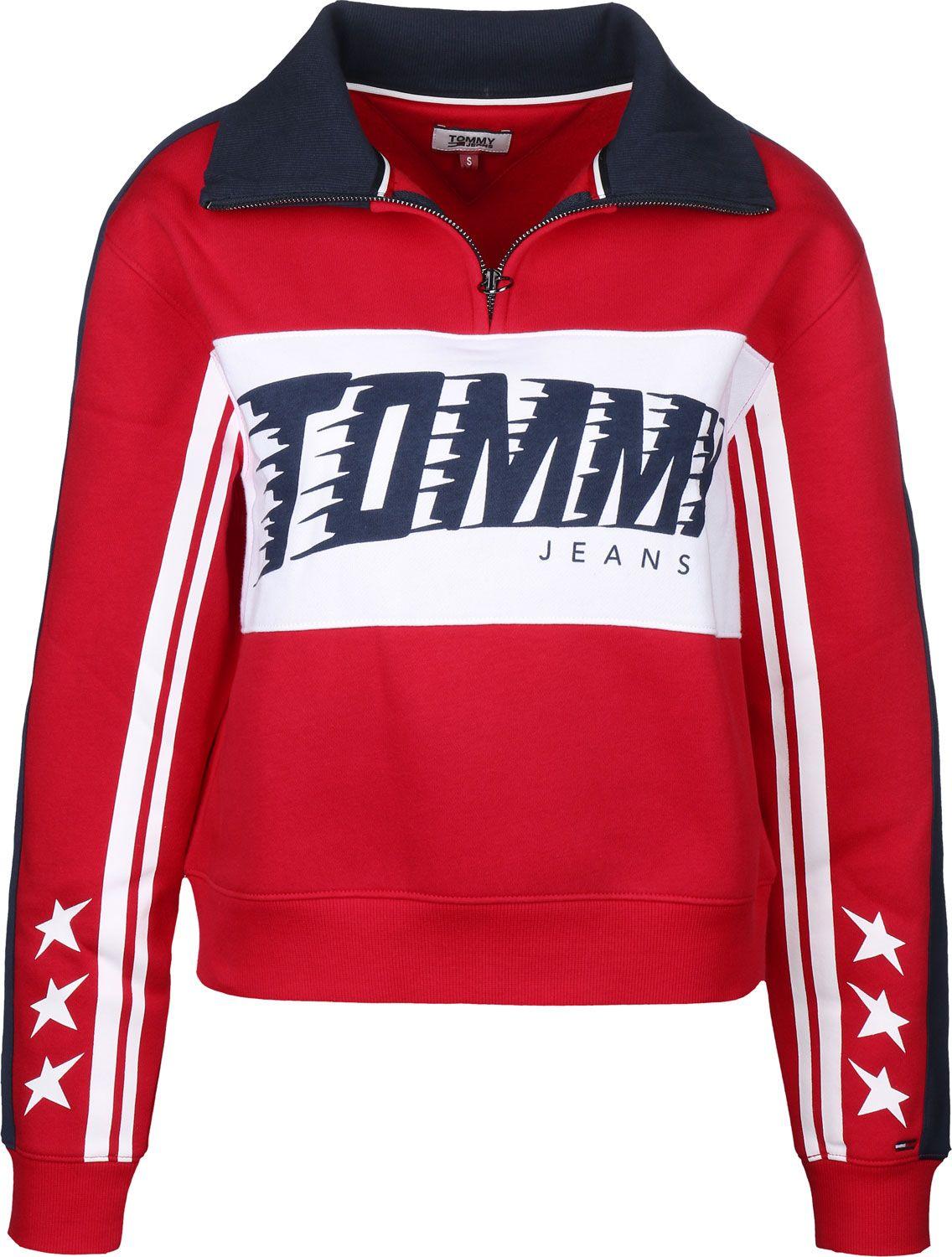 Red and White for the W Logo - Tommy Jeans Racing Logo Pop Over W sweater red blue white