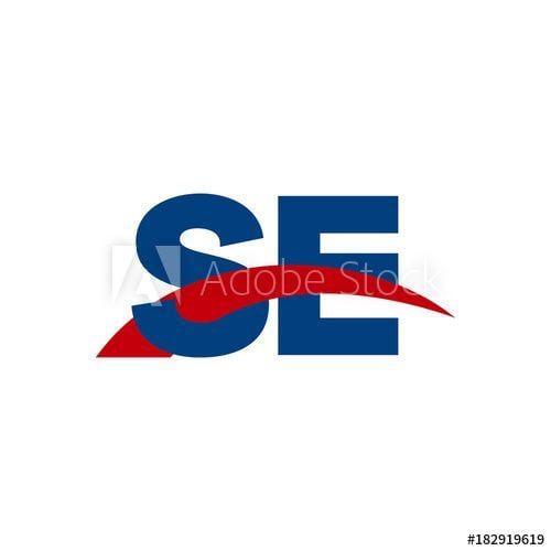 Red and Blue Swoosh Logo - Initial letter SE, overlapping movement swoosh logo, red blue color