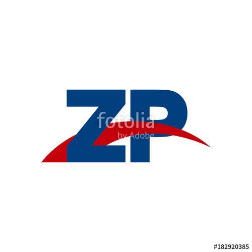 Red and Blue Swoosh Logo - Initial letter ZP, overlapping movement swoosh logo, red blue color ...