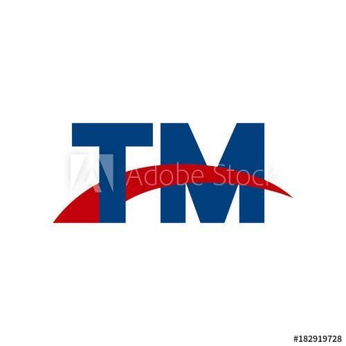 Red and Blue Swoosh Logo - Initial letter TM, overlapping movement swoosh logo, red blue color