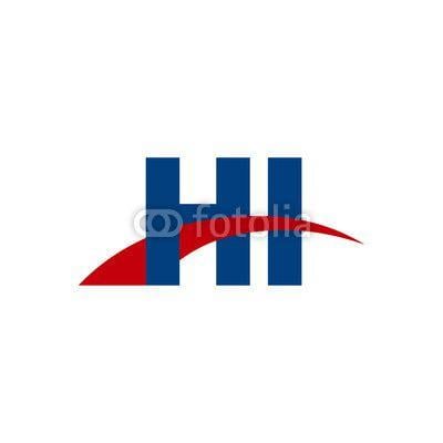 Red and Blue Swoosh Logo - Initial letter HI, overlapping movement swoosh logo, red blue color