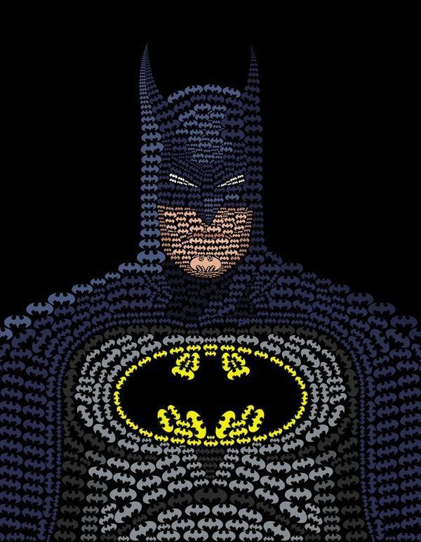 Cool Batman Logo - Batman made of little bats! So cool. BATMAN. Batman, Batman comics