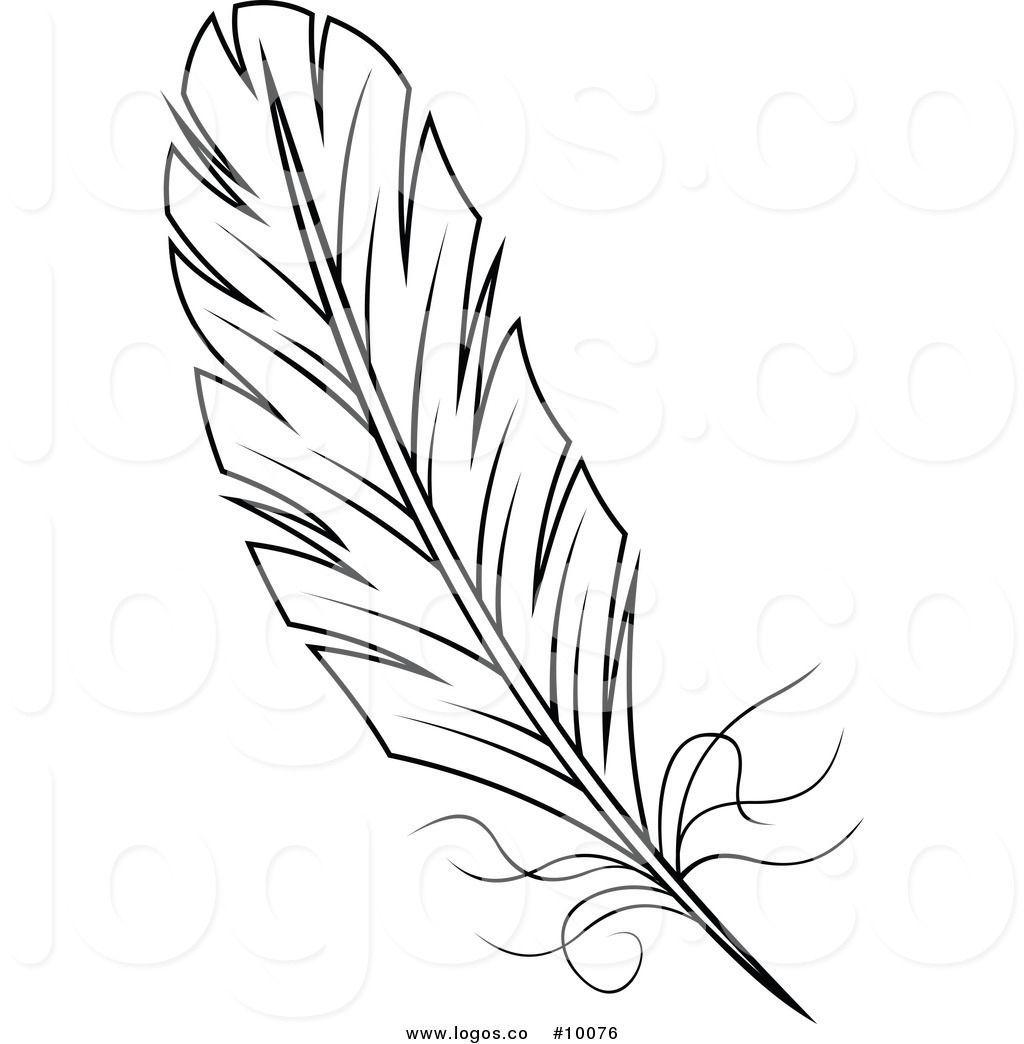 Black and White Quill Logo - Royalty Free Vector of a Black and White Feather Logo. Minc Machine