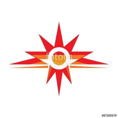 Red Spiky Logo - Sun logo concept illustration. Spark logo. Star logo