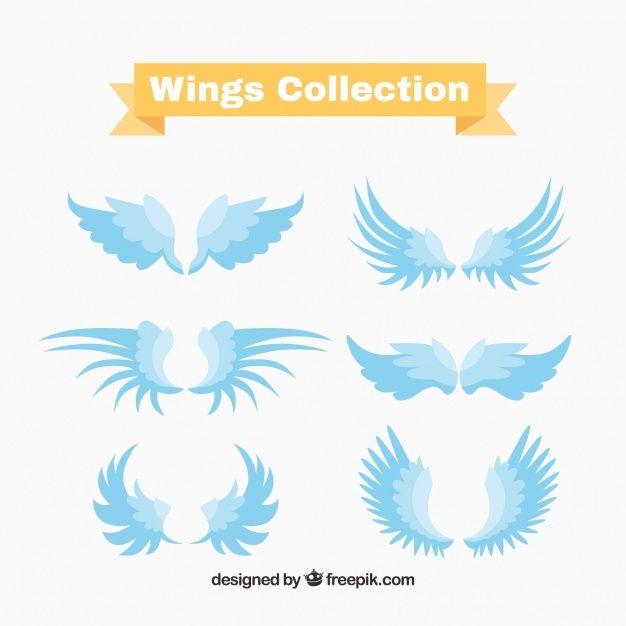 Blue Wings Logo - Set of blue wings logos Vector | Free Download