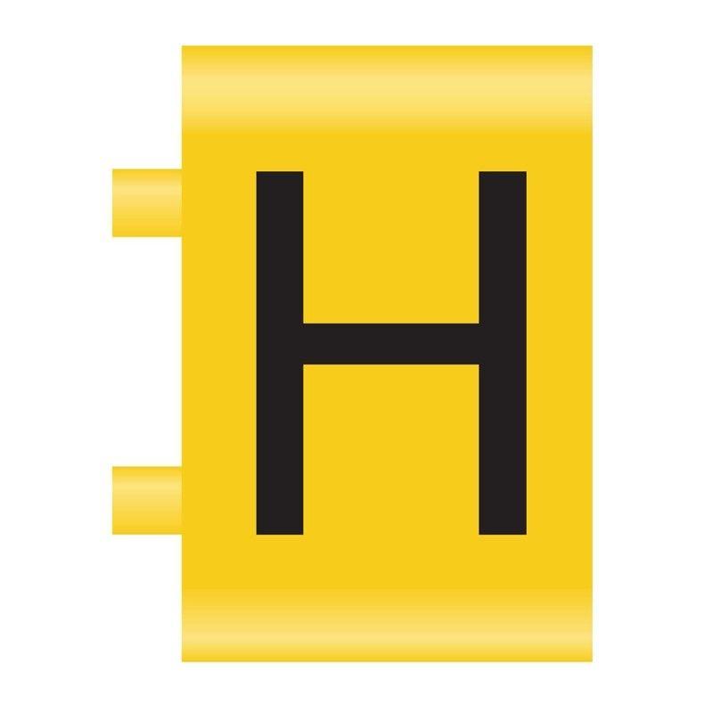 Yellow H Logo - Black on Yellow MOD 3 Clip-On Cable Markers - Letter H - Cablecraft