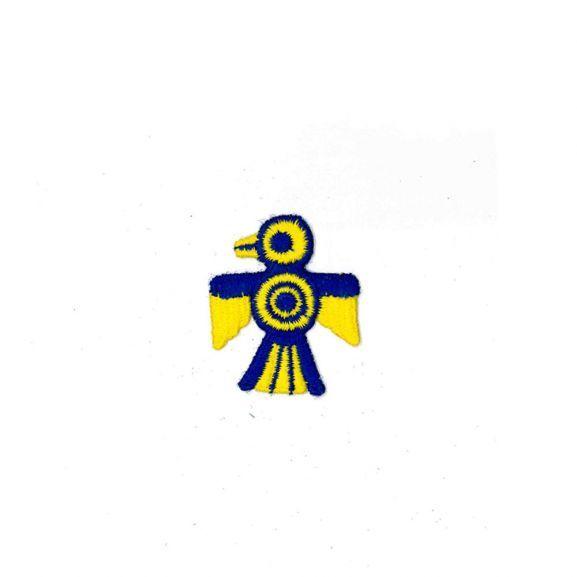 Yellow and Blue Eagle Logo - Small Embroidered Motif - Yellow & Blue Eagle Emblem - 6cm
