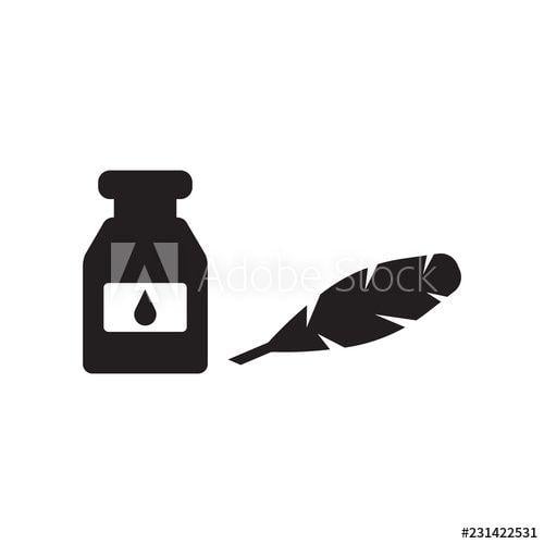 Black and White Quill Logo - Quill icon. Trendy Quill logo concept on white background