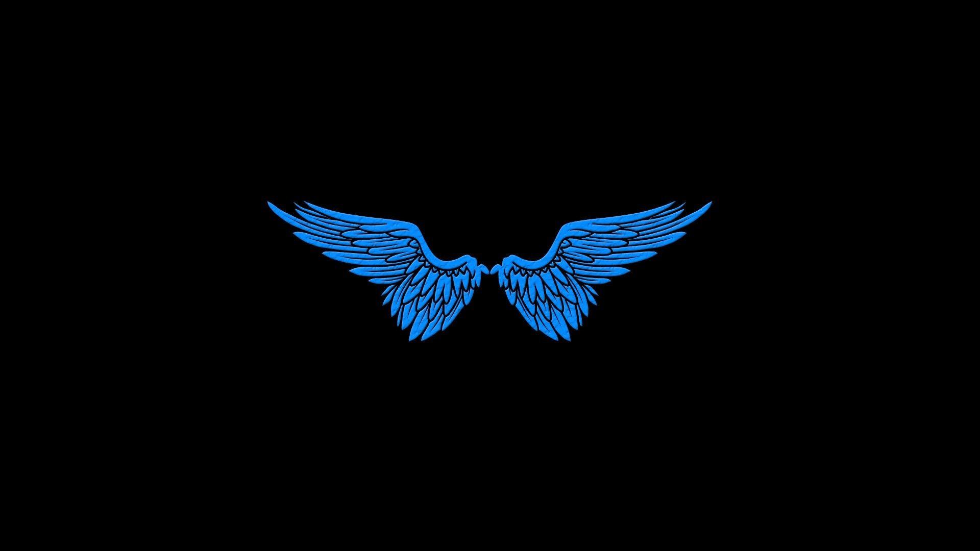 Blue Wings Logo - Angels blue wings black minimalistic simple wallpaper | AllWallpaper ...