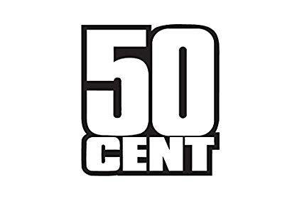 Cent Logo - 50 Cent Logo Decal Sticker, White, Black, Silver, or Yellow, H 6 By L 6  Inches