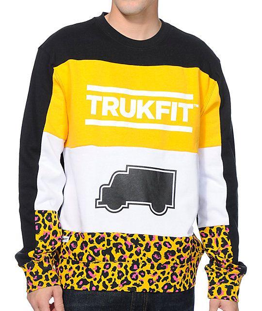 Black and Yellow Trukfit Logo - Trukfit Truk Cheetah Black Crew Neck Sweatshirt | Zumiez