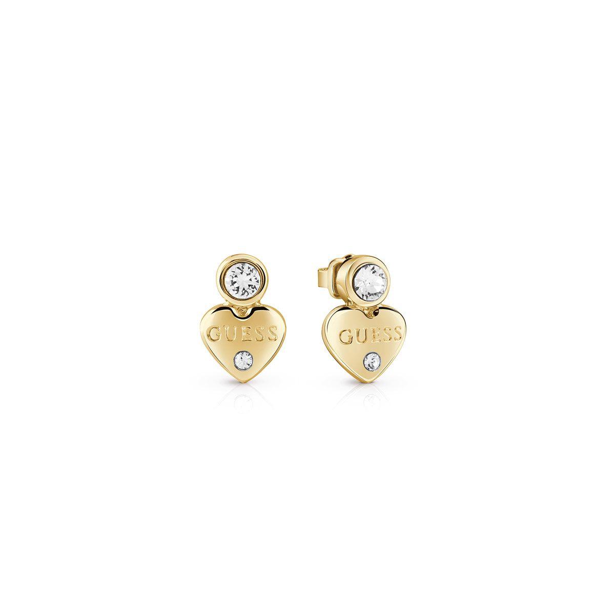 Gold Heart Logo - Guess - Gold Plated Heart Logo Earrings | RUBIROX