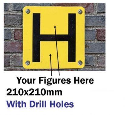 Yellow H Logo - Custom Fire Hydrant Sign with drill holes (Yellow with Black H ...