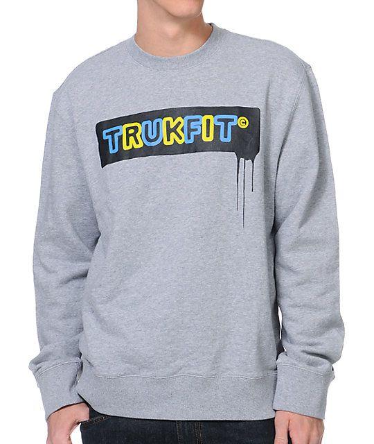 Trukfit the Crew Logo - Trukfit Drip Grey Crew Neck Sweatshirt