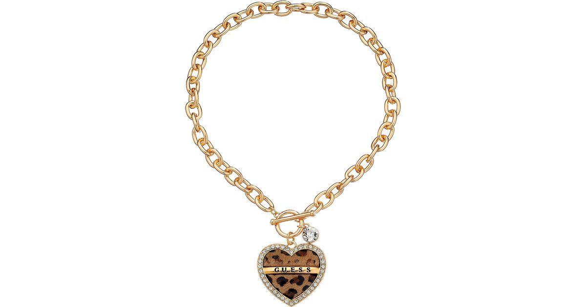 Gold Heart Logo - Lyst - Guess Framed Heart Logo Toggle Necklace in Metallic