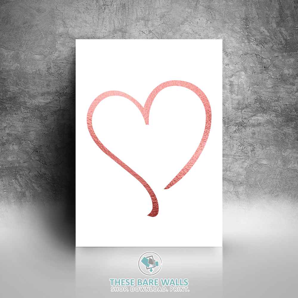 Gold Heart Logo - Rose Gold Heart Printable Wall Art. These Bare Walls