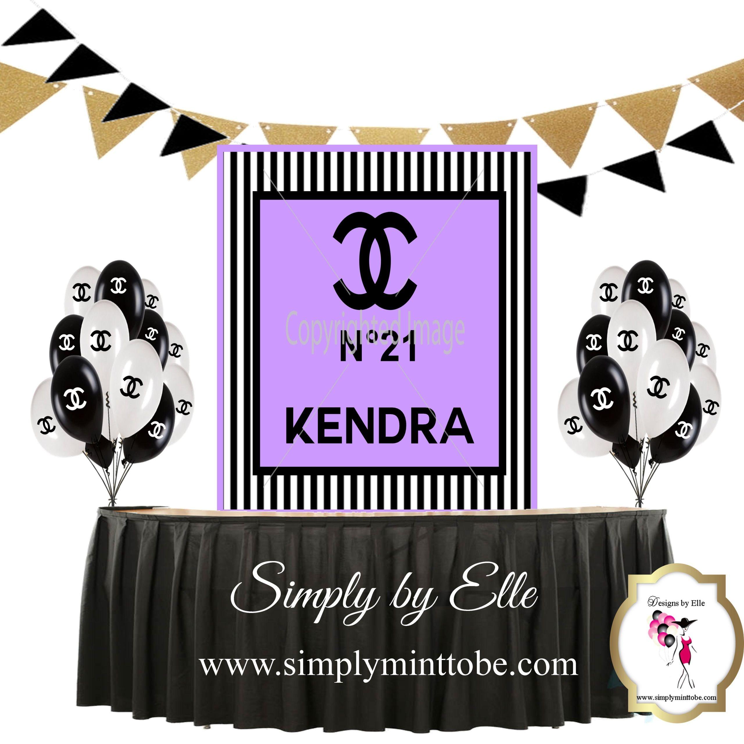 Custom Chanel Logo - CoCo Chanel Inspired Black and White Vertical Stripes with Pink ...