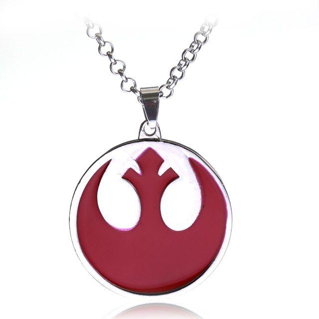 Round Silver and Red Logo - Movie Series Jewelry Star Wars The Rebel Alliance Logo Necklace ...