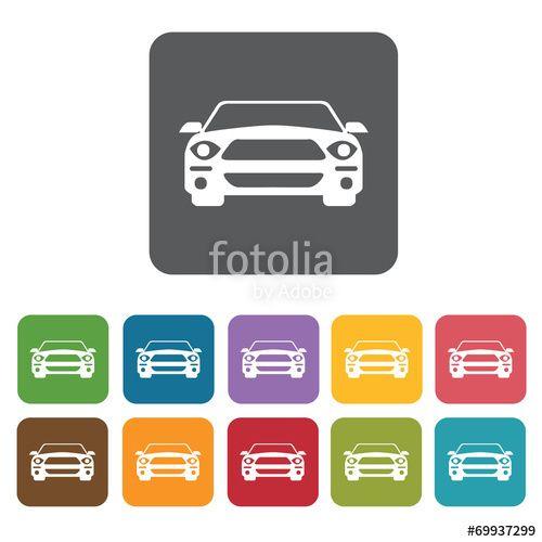 Vec Car Logo - Front view of car icons set. Rectangle colourful 12 buttons. Vec ...